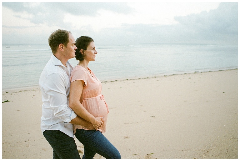 beach maternity photos on film