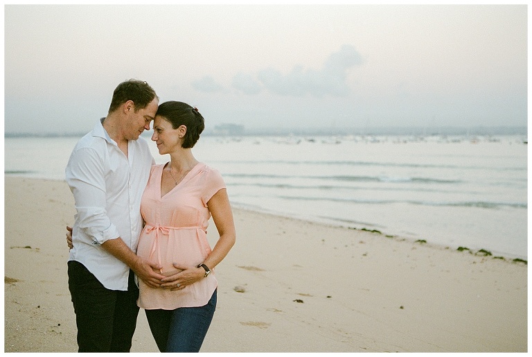 beach maternity photos on film