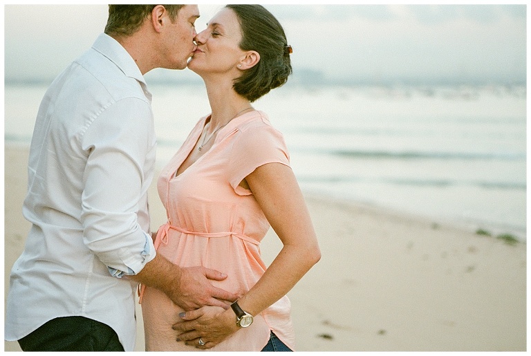 beach maternity photos on film